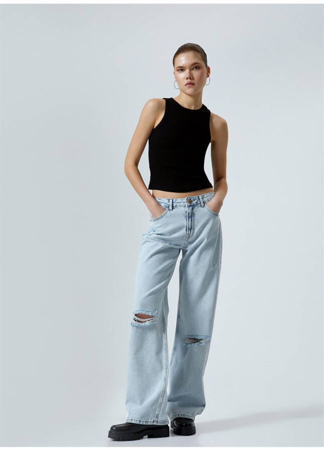 Women's Light Indigo Denim Pants - 8