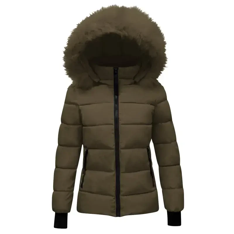Womens Lightweight Puffer Jacket, Winter Coats for Women Warm Quilted Bubble Padded Hood Coat with Faux Fur Collar - 2