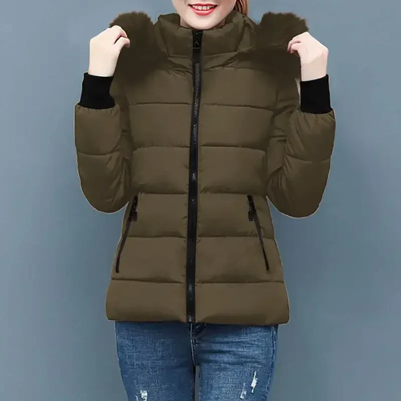 Womens Lightweight Puffer Jacket, Winter Coats for Women Warm Quilted Bubble Padded Hood Coat with Faux Fur Collar - 5