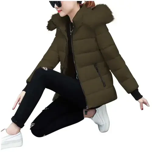 Womens Lightweight Puffer Jacket, Winter Coats for Women Warm Quilted Bubble Padded Hood Coat with Faux Fur Collar - 8