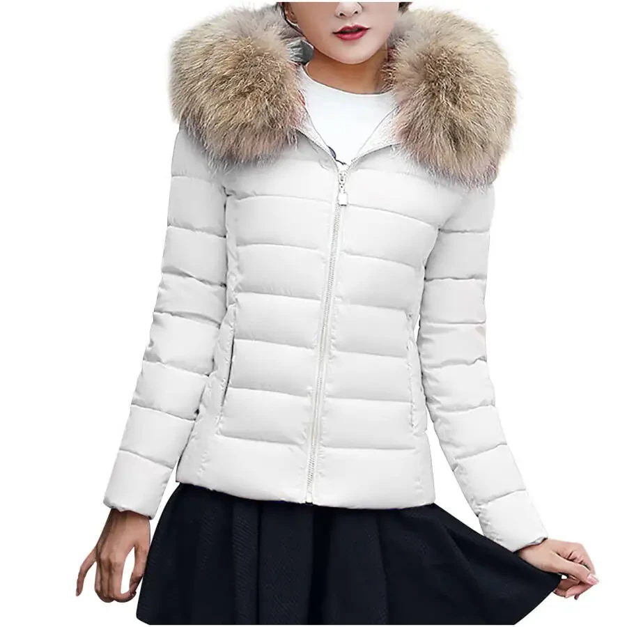 Womens Lightweight Puffer Jacket, Winter Coats for Women Warm Quilted Bubble Padded Hood Coat with Faux Fur Collar - 2