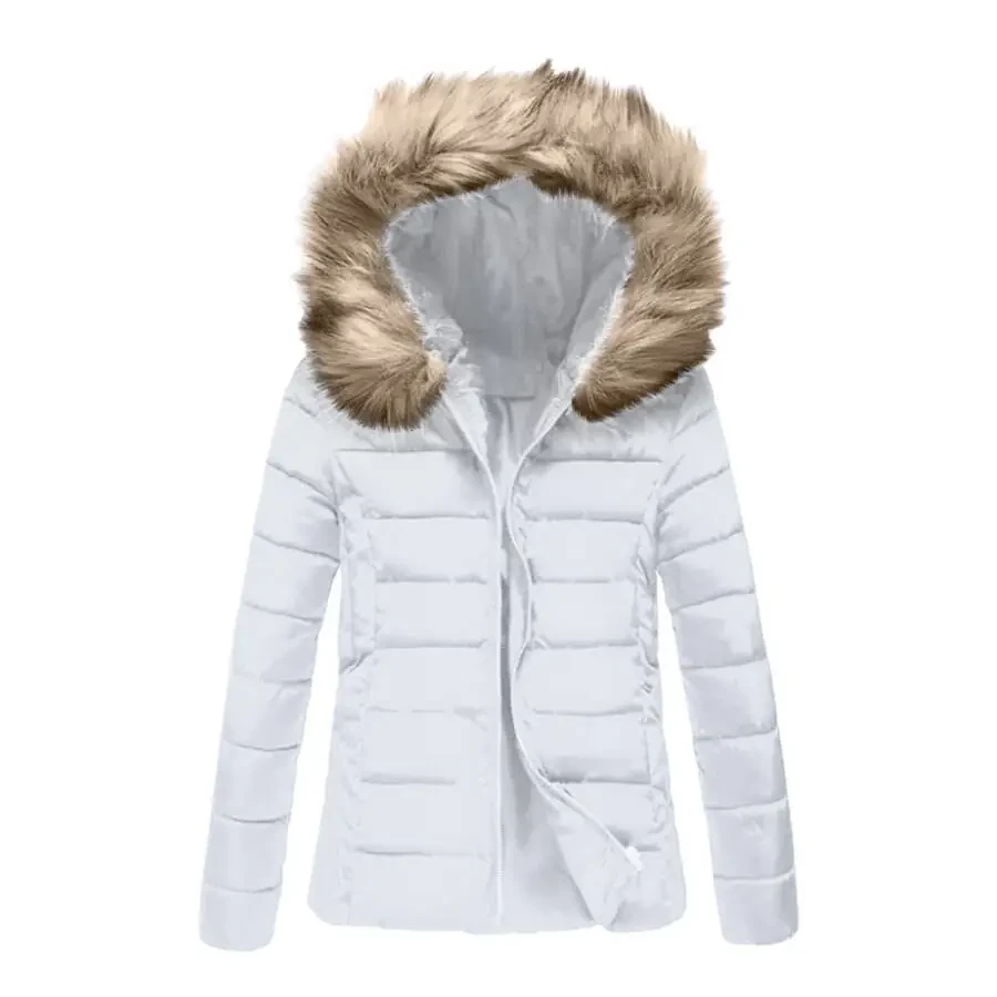 Womens Lightweight Puffer Jacket, Winter Coats for Women Warm Quilted Bubble Padded Hood Coat with Faux Fur Collar - 5