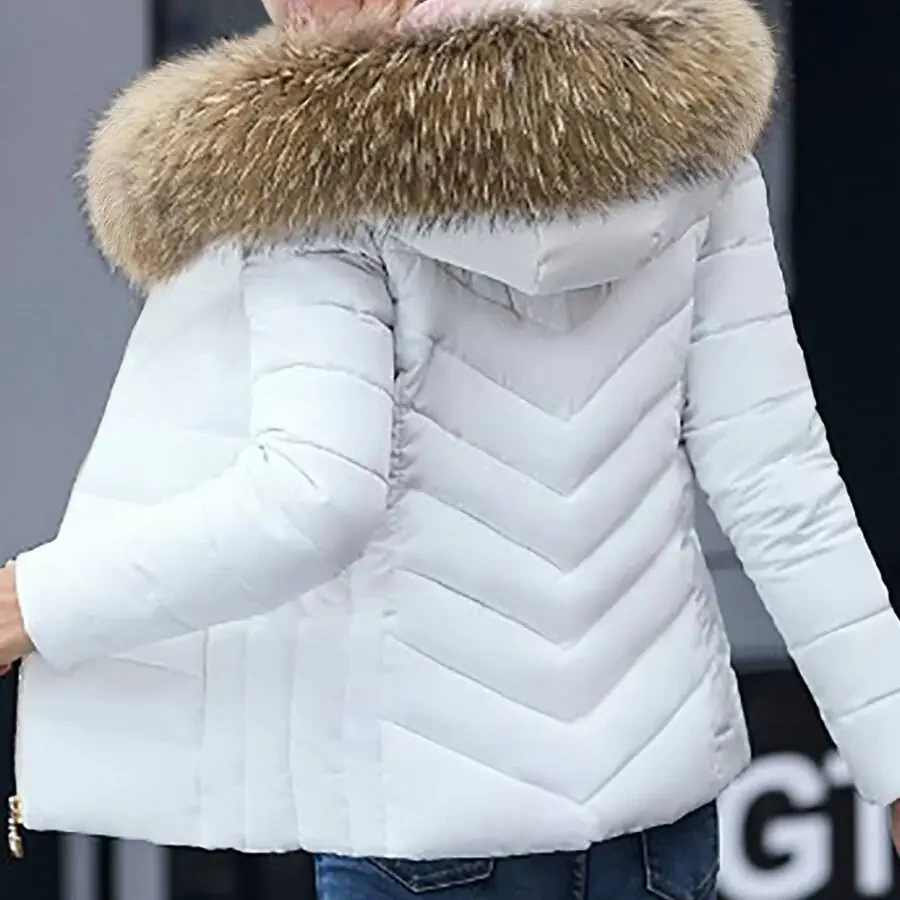Womens Lightweight Puffer Jacket, Winter Coats for Women Warm Quilted Bubble Padded Hood Coat with Faux Fur Collar - 6