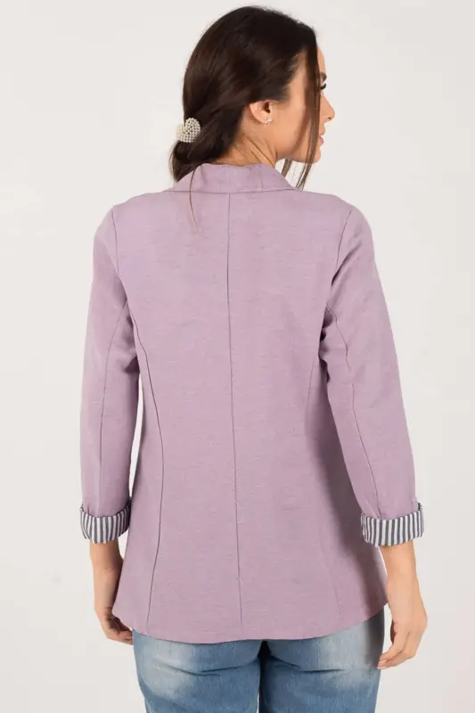 Women's Lilac Arm Lined Single Button Jacket ARM-22K001122-Lilac - 5