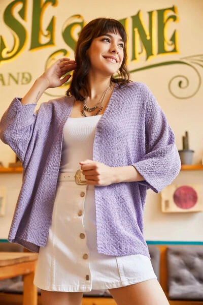 Women's Lilac Batwing Spring Cardigan HRK-19000057 - OLALOOK (1)