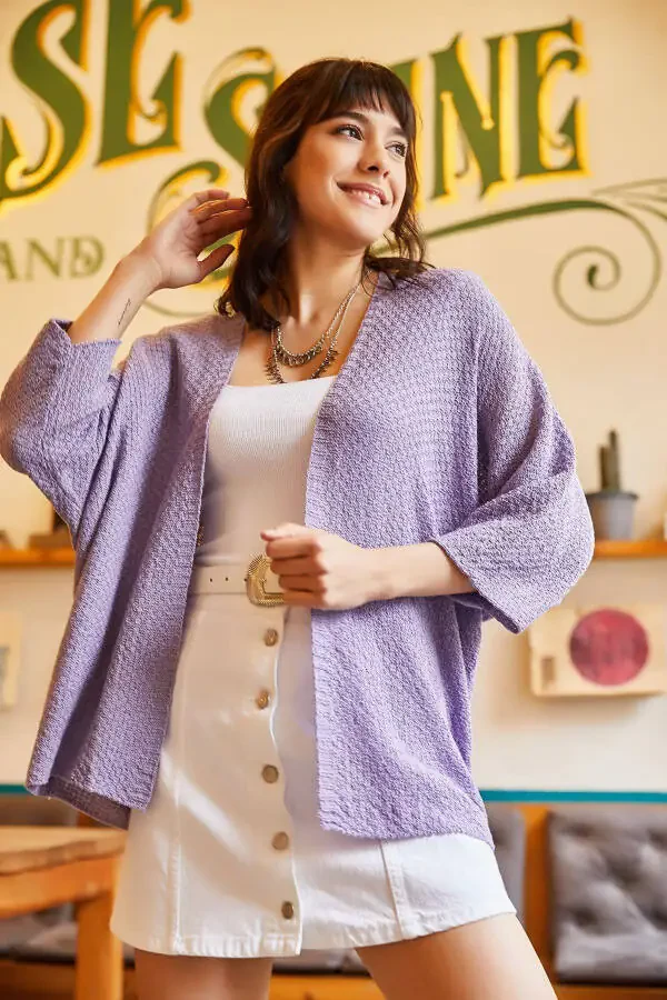 Women's Lilac Batwing Spring Cardigan HRK-19000057 - 2
