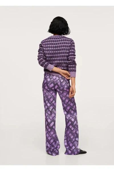 Women's Lilac Geometric Pants - MANGO (1)