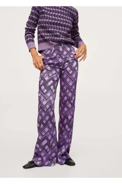 Women's Lilac Geometric Pants - 3
