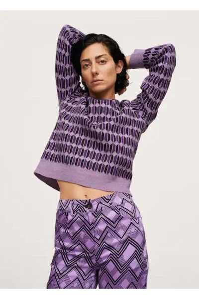 Women's Lilac Geometric Pants - 5