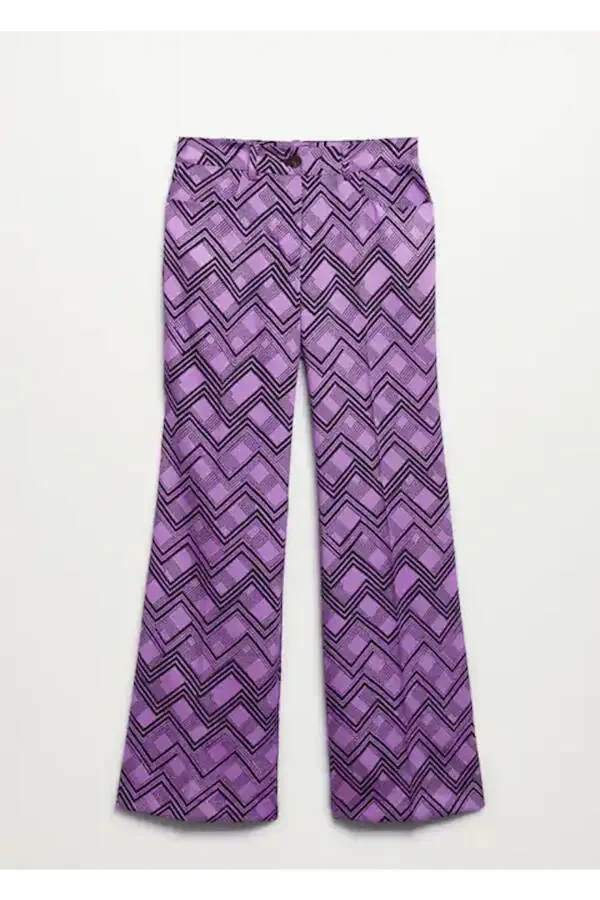 Women's Lilac Geometric Pants - 8