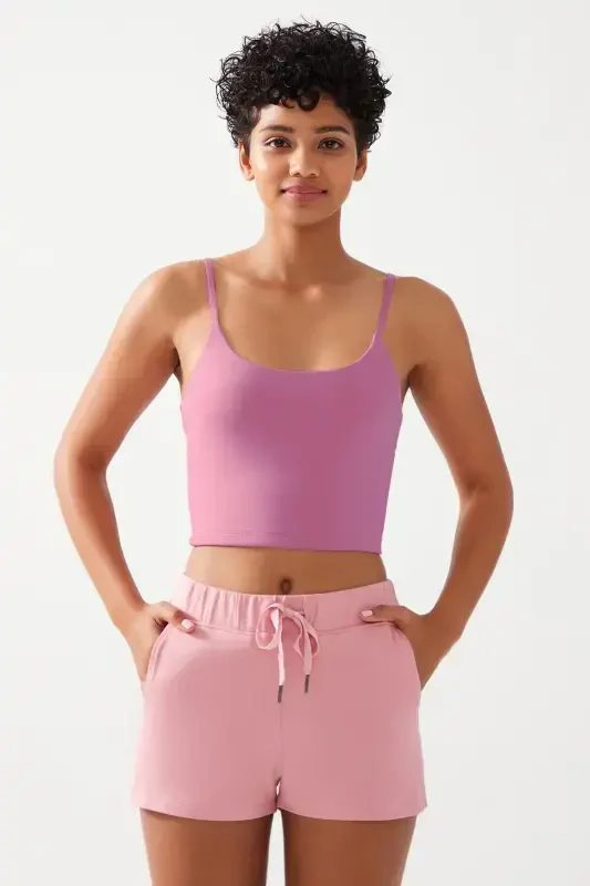 Women's Lilac Strappy Lightly Padded Sports Bra Straps-Lilac - 1