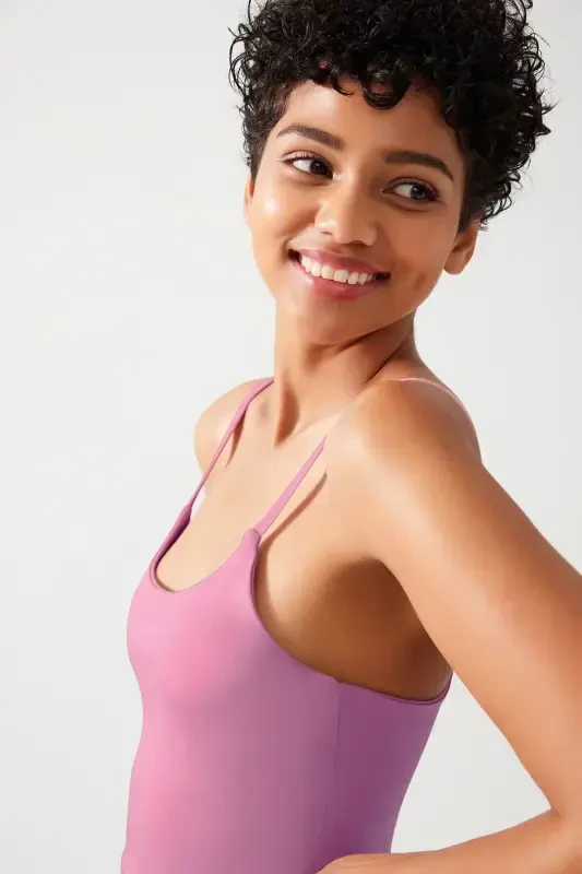 Women's Lilac Strappy Lightly Padded Sports Bra Straps-Lilac - 5