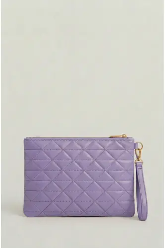Women's Lilac Triangle Pattern Portfolio Clutch Handbag - BAGFONI (1)