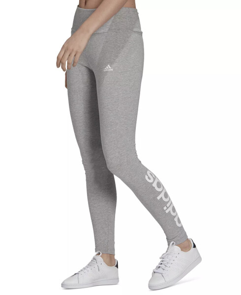 Women's Linear-Logo Full Length Leggings, XS-4X Medium Grey Heather/white - 1