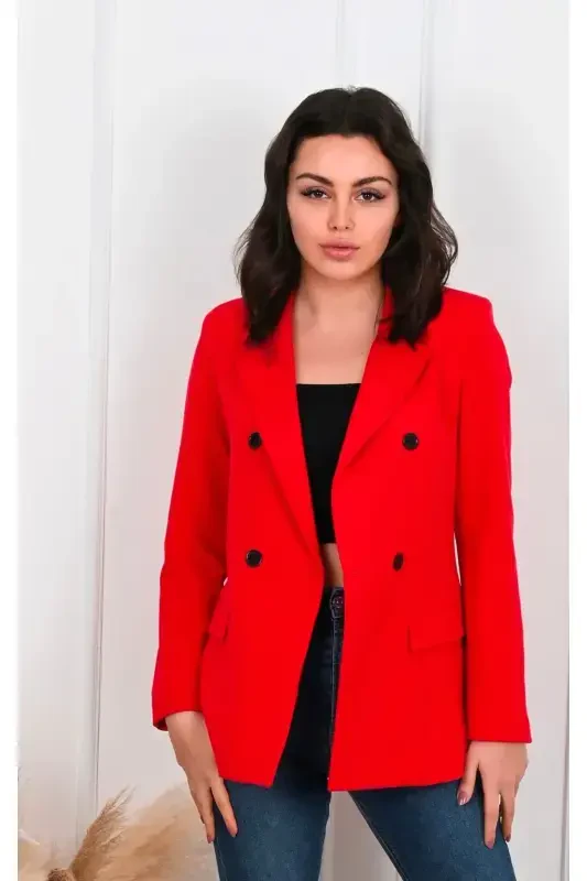 Women's Lined Blazer Jacket 0101-22-red - 7