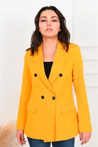 Women's Lined Blazer Jacket 0101-22-Yellow - Modazone (1)