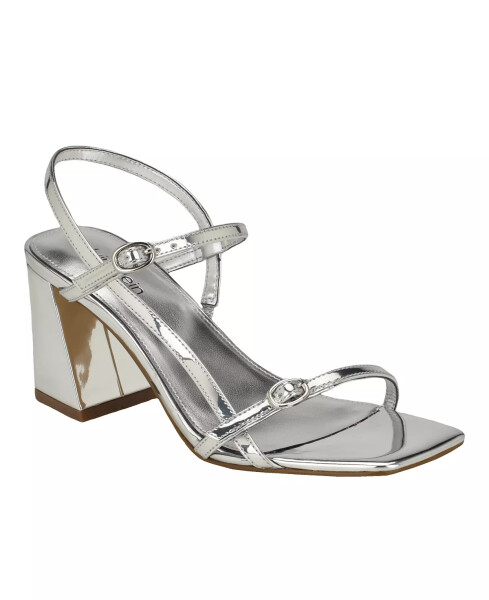 Women's Linella Block Heel Dress Sandals Silver Mirror Metallic - Manmade - 1