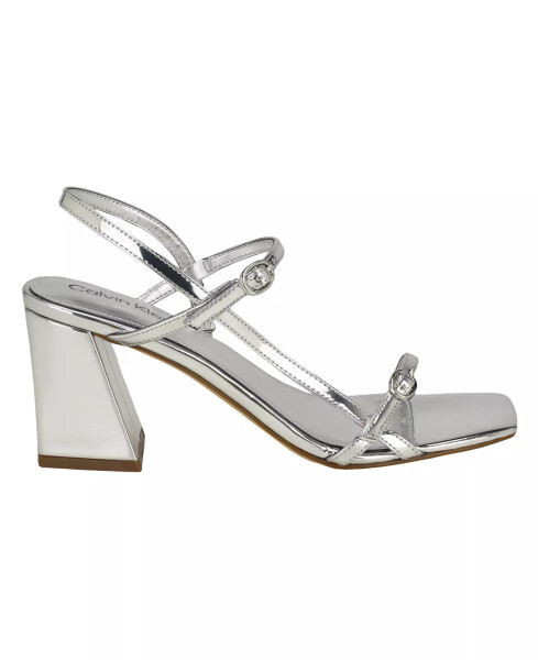 Women's Linella Block Heel Dress Sandals Silver Mirror Metallic - Manmade - 2