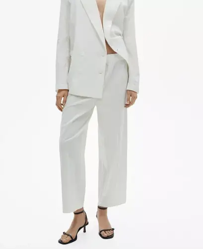 Women's Linen-Blend Culotte Suit Pants - 1