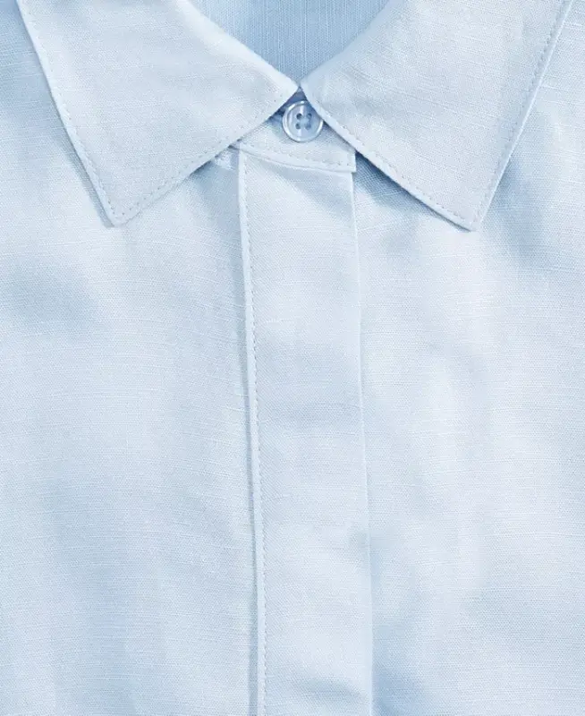 Women's Linen-Blend Tie-Front Blouse, Exclusively at Modazone - Bliss Blue - 5