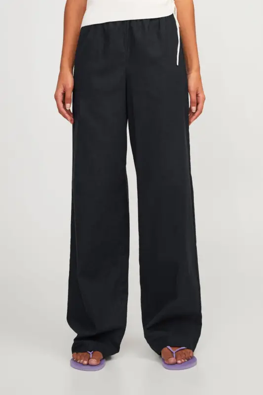 Women's Linen Pants - Poppy-Black - 2