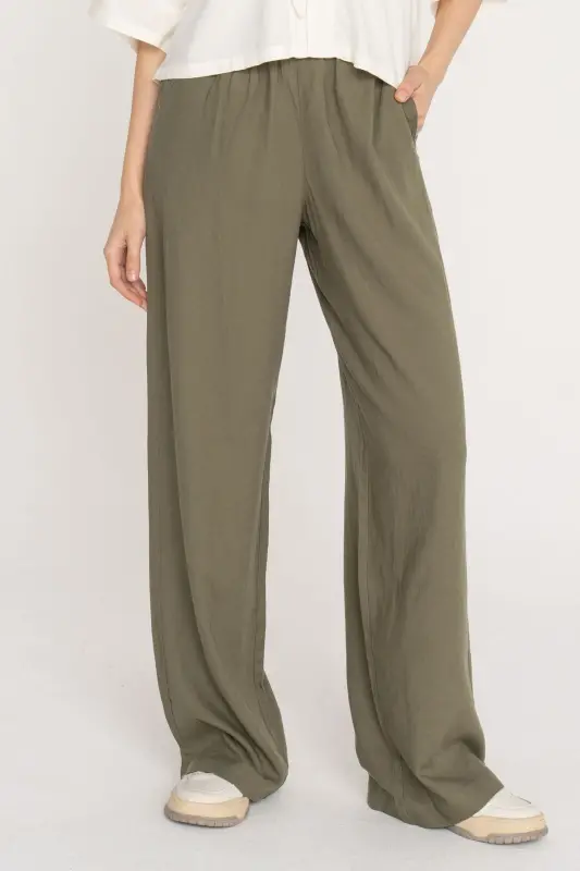 Women's Linen Pants - Poppy-Dusty Olive - 2