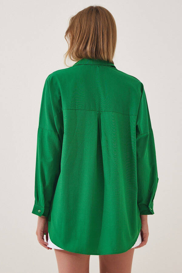 Women's Live Green Oversize Long Basic Shirt DD00842 - 3