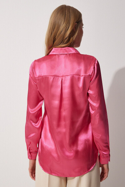 Women's Live Pink Lightweight Flowy Satin Top DD00990 - 4