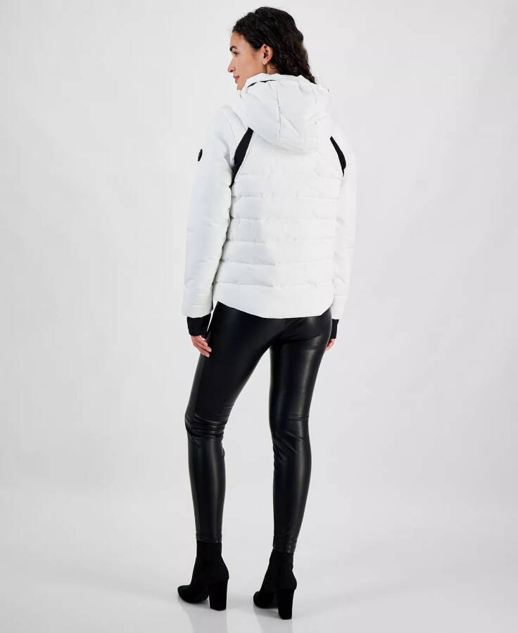 Women's Logo Hooded Puffer Coat White - 2