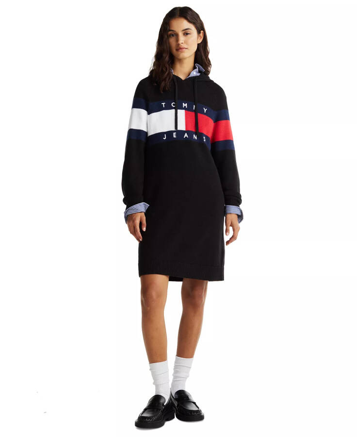 Women's Logo Hoodie Sweater Dress BLACK - 1