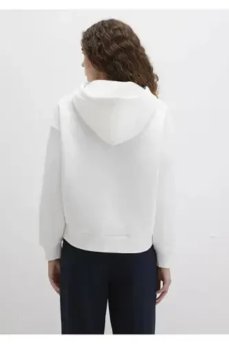 Women's Logo Printed Hooded Ecru Sweatshirt - 4