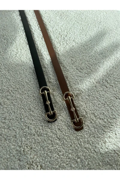 Women's Long Double Buckle 2-Piece Set Belt - 14