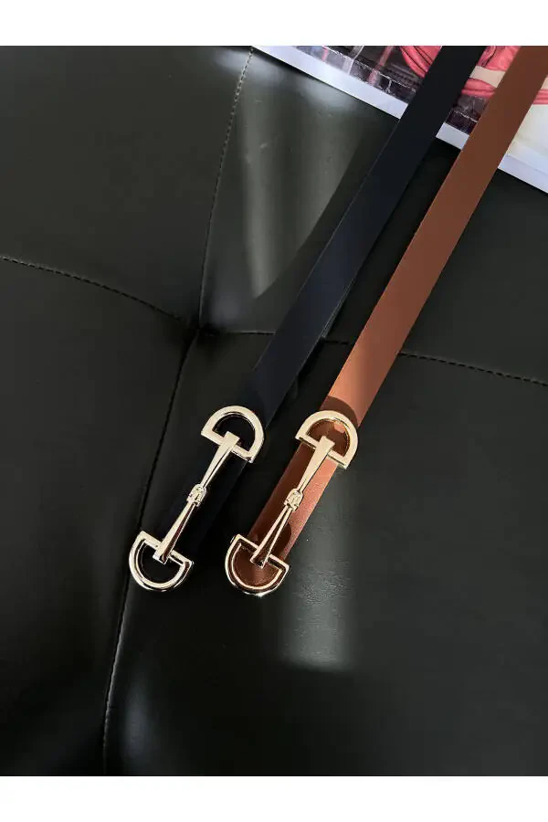 Women's Long Double Buckle 2-Piece Set Belt - 1