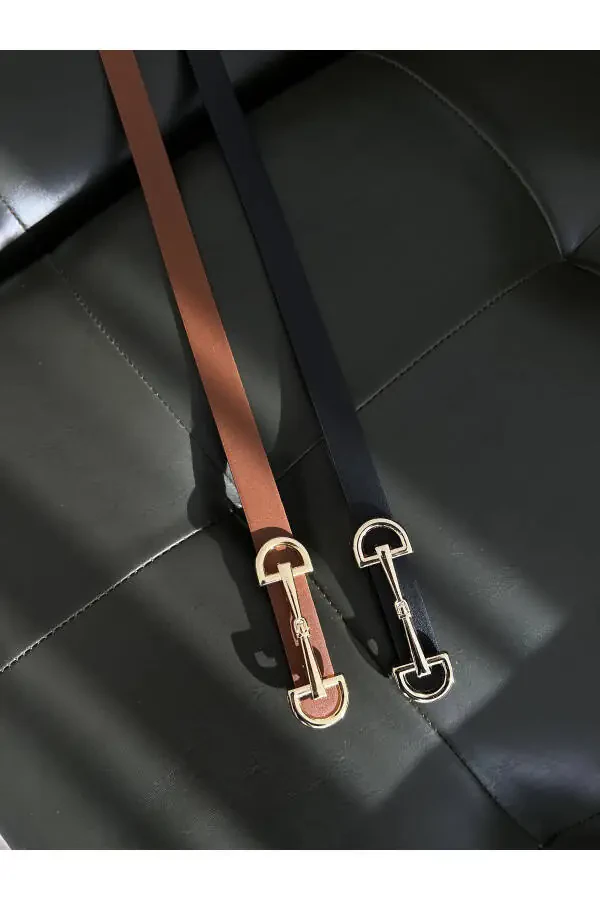 Women's Long Double Buckle 2-Piece Set Belt - 4
