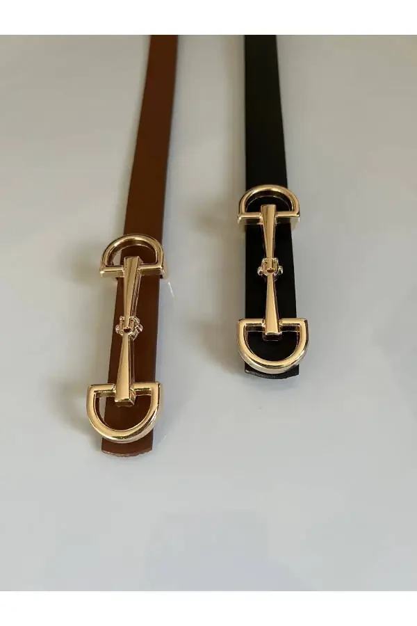 Women's Long Double Buckle 2-Piece Set Belt - 5