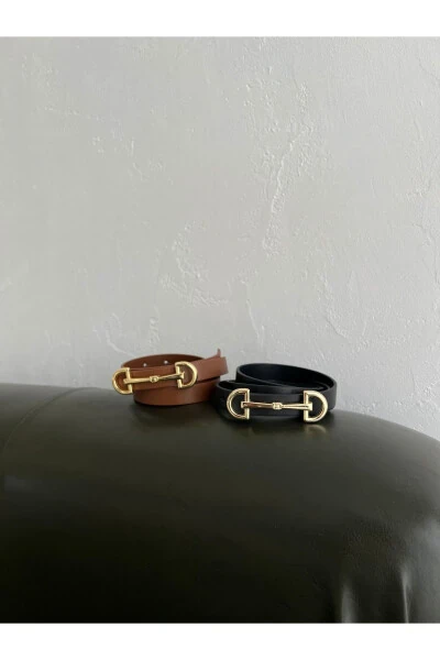 Women's Long Double Buckle 2-Piece Set Belt - 7