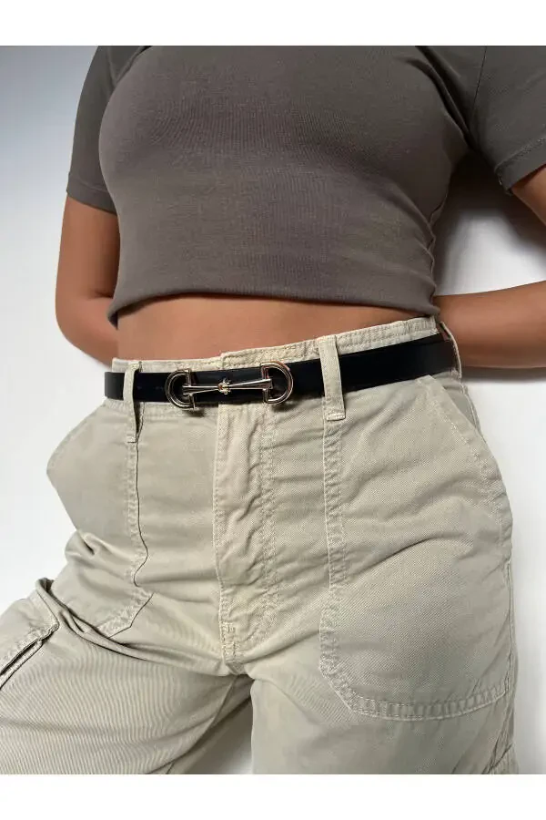 Women's Long Double Buckle 2-Piece Set Belt - 8