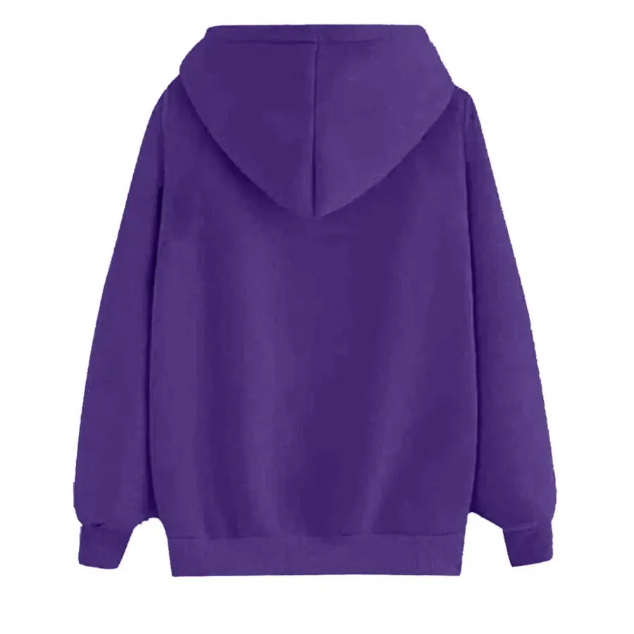 Women's Long Hoodies Sweatshirts Casual Print Purple XL - 2