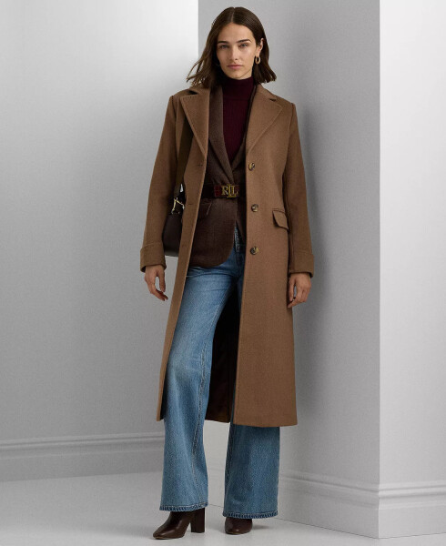 Women's Long Notched-Collar Coat Camel - 1