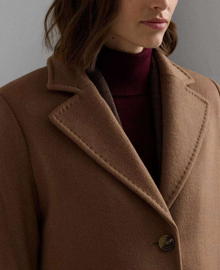 Women's Long Notched-Collar Coat Camel - 3