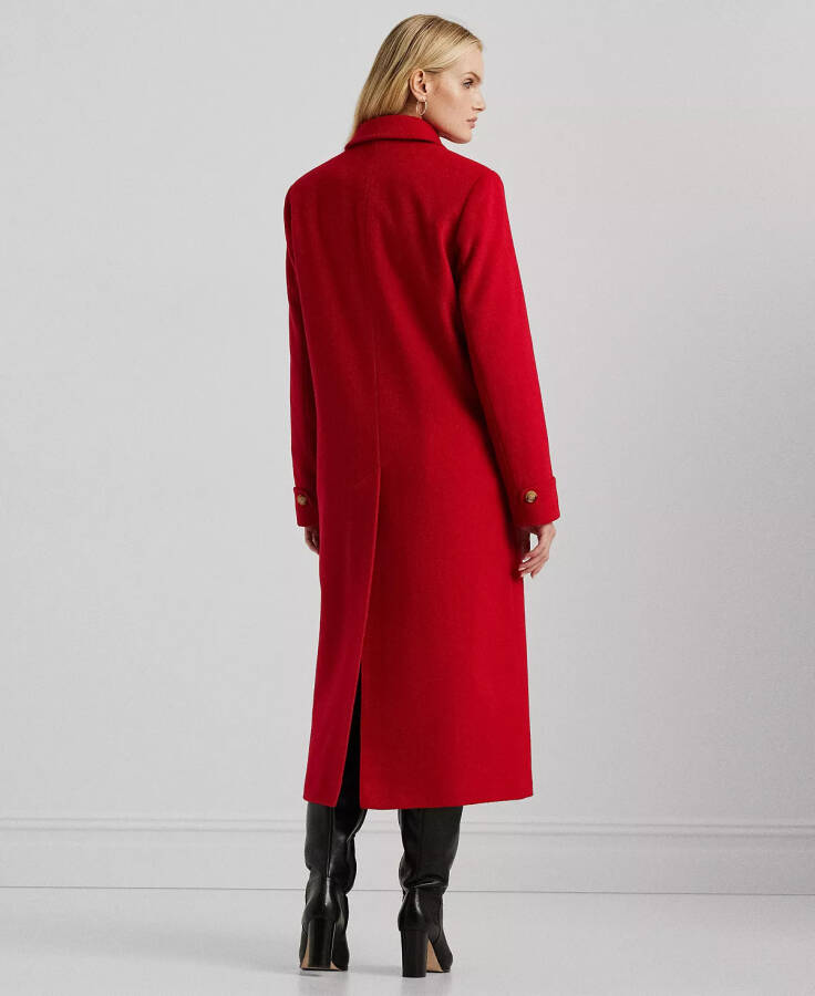 Women's Long Notched-Collar Coat Festive Red - 2