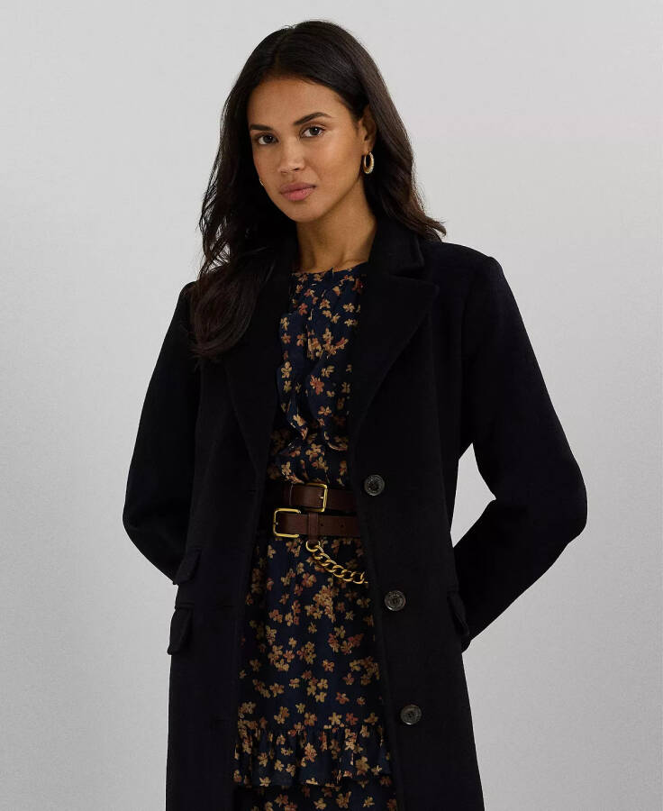 Women's Long Notched-Collar Coat Regal Navy - 3