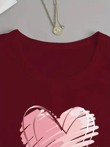 Women's Long Sleeve Bicycle Collar Heart Patterned Viscose Blouse - 4