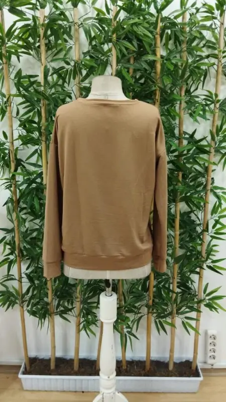 Women's Long Sleeve Bicycle Collar Reindeer Patterned Viscose Two Thread Blouse - 5