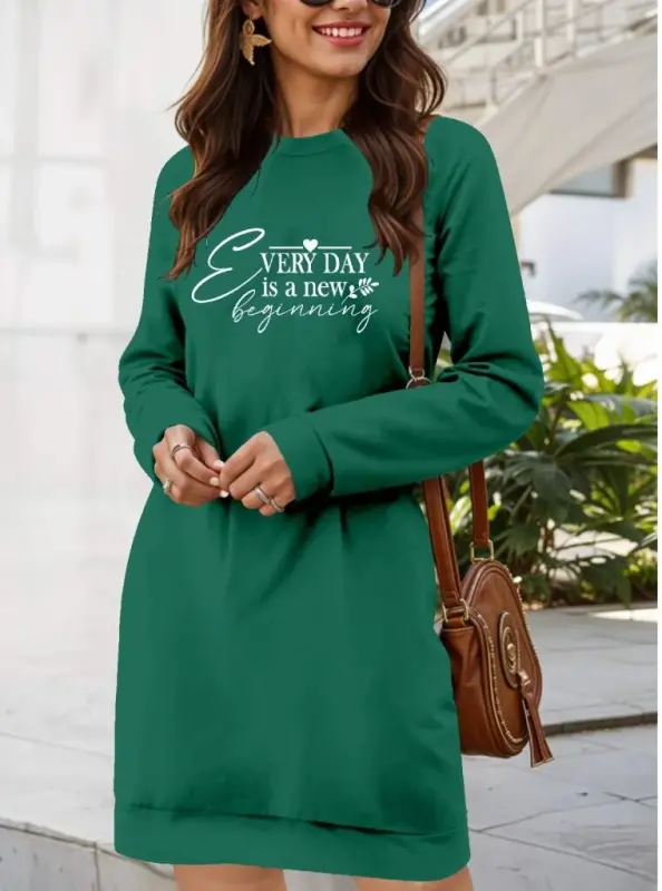 Women's Long Sleeve Bicycle Collar Short Viscose Two Thread Dress - 1
