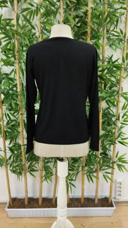 Women's Long Sleeve Bicycle Collar Smiling Face Patterned Viscose Blouse - 5