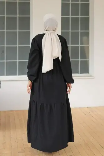 Women's Long Sleeve Bicycle Collar Tie Waist Dress - 3