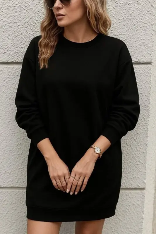 Women's Long Sleeve Bicycle Collar Two Thread Dress - 2