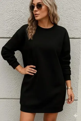 Women's Long Sleeve Bicycle Collar Two Thread Dress - 1