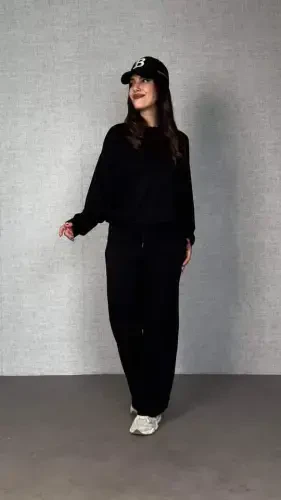 Women's Long Sleeve Bicycle Collar Viscose Two Thread Blouse And Pants Set - 1